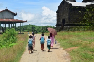Children walking back from school